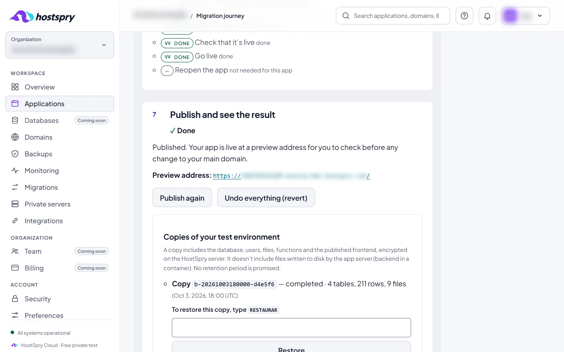 Screenshot: The preview online