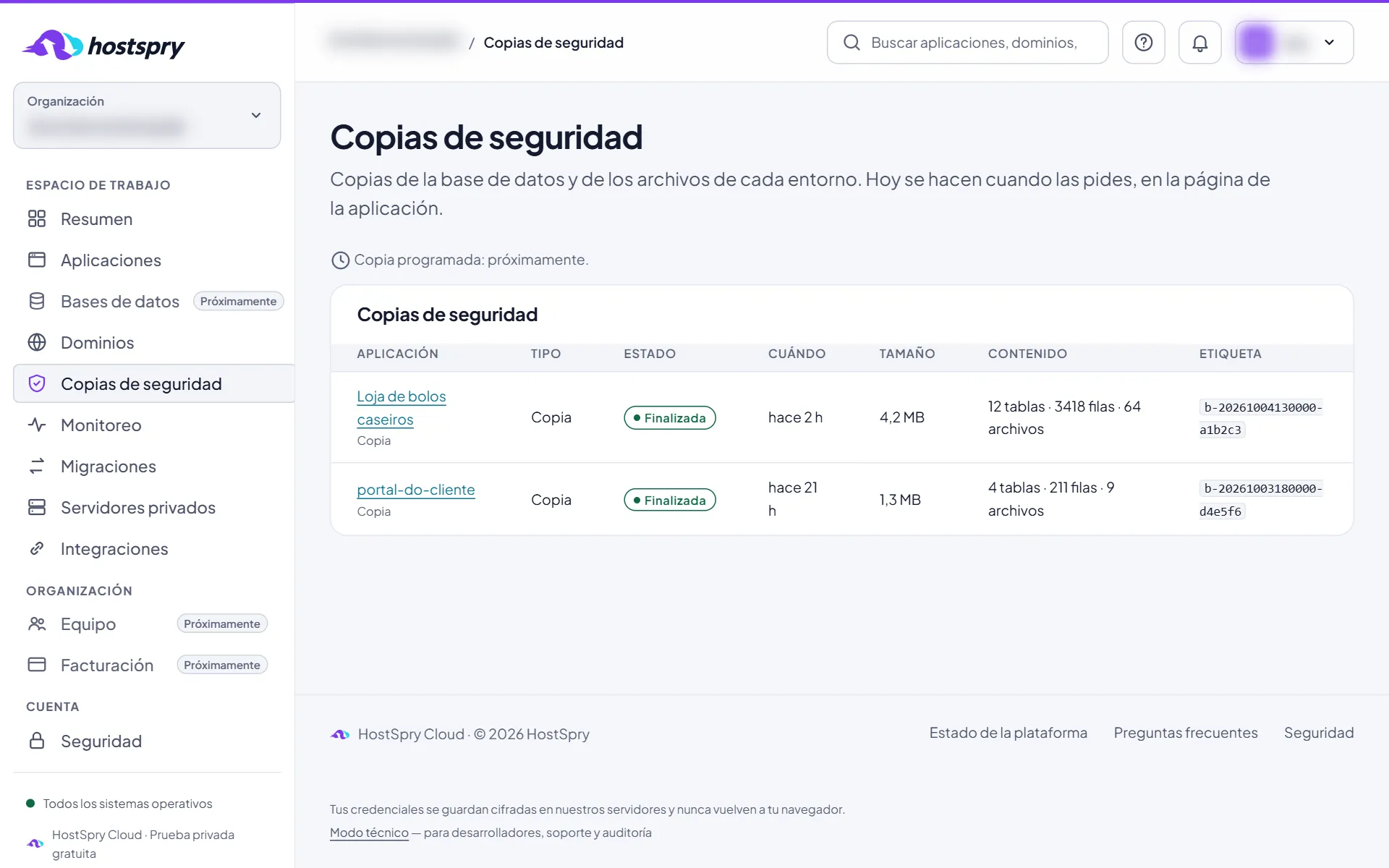 Captura de pantalla: Tus copias