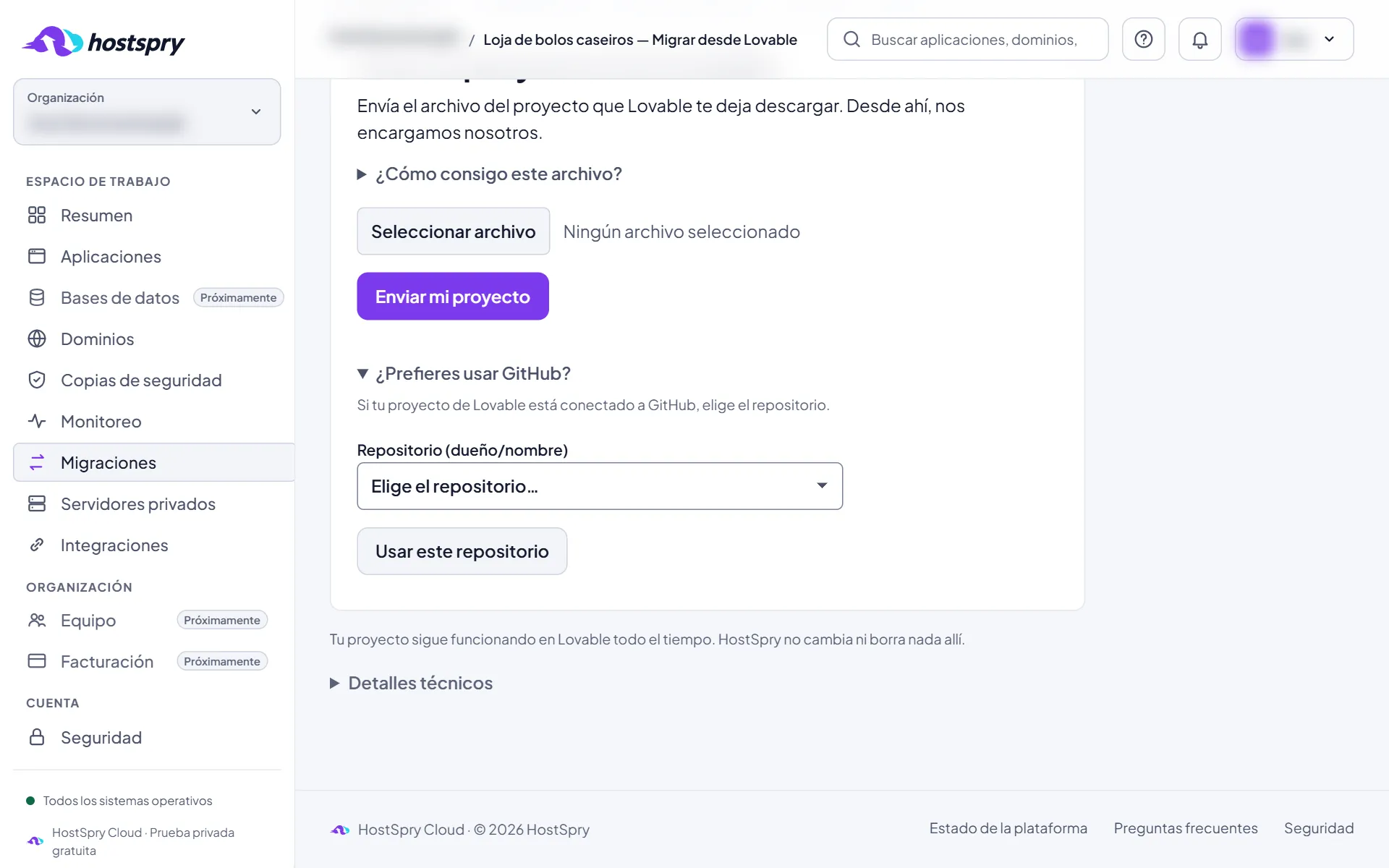 Captura de pantalla: O usa GitHub