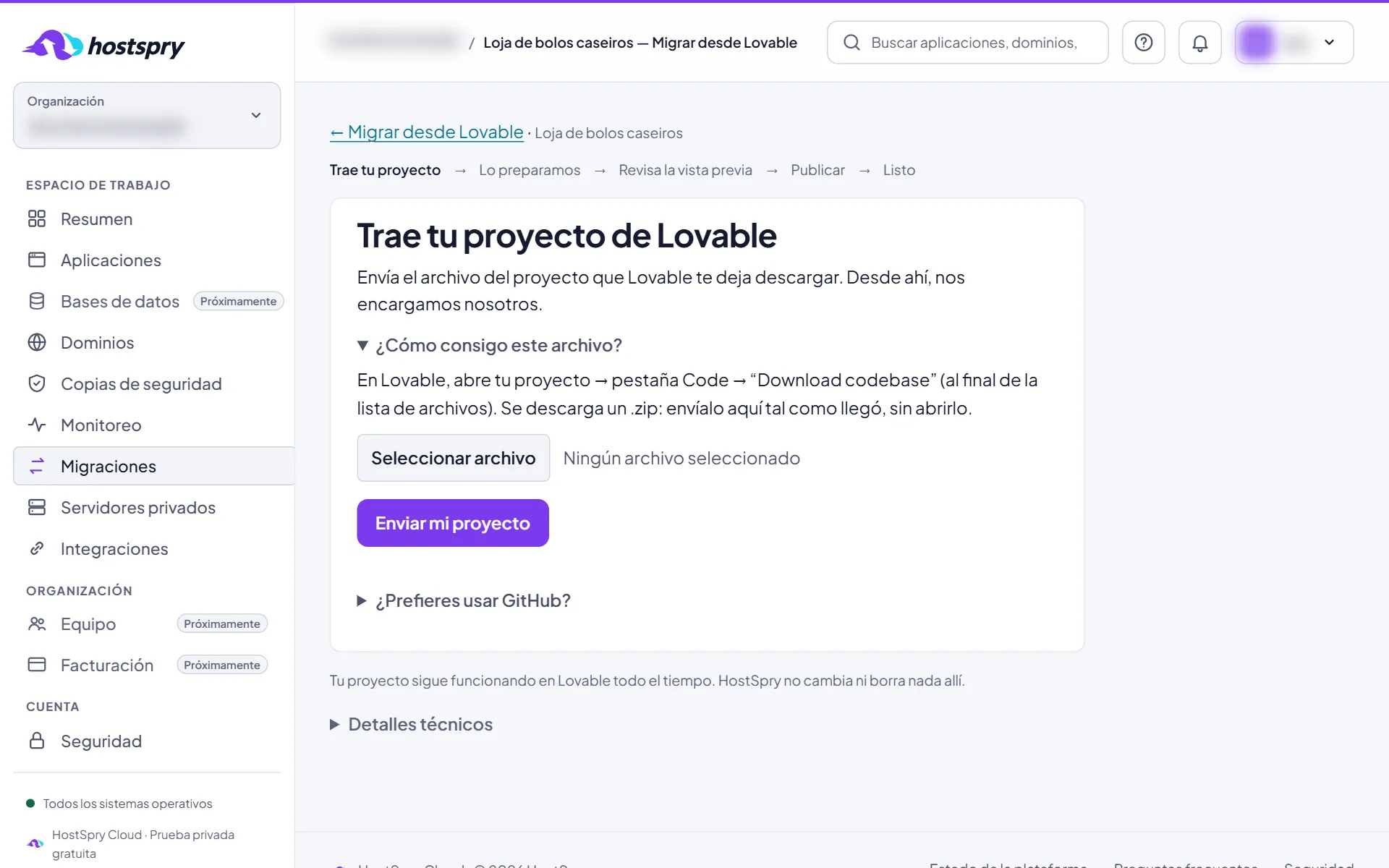 Captura de pantalla: Envía el código