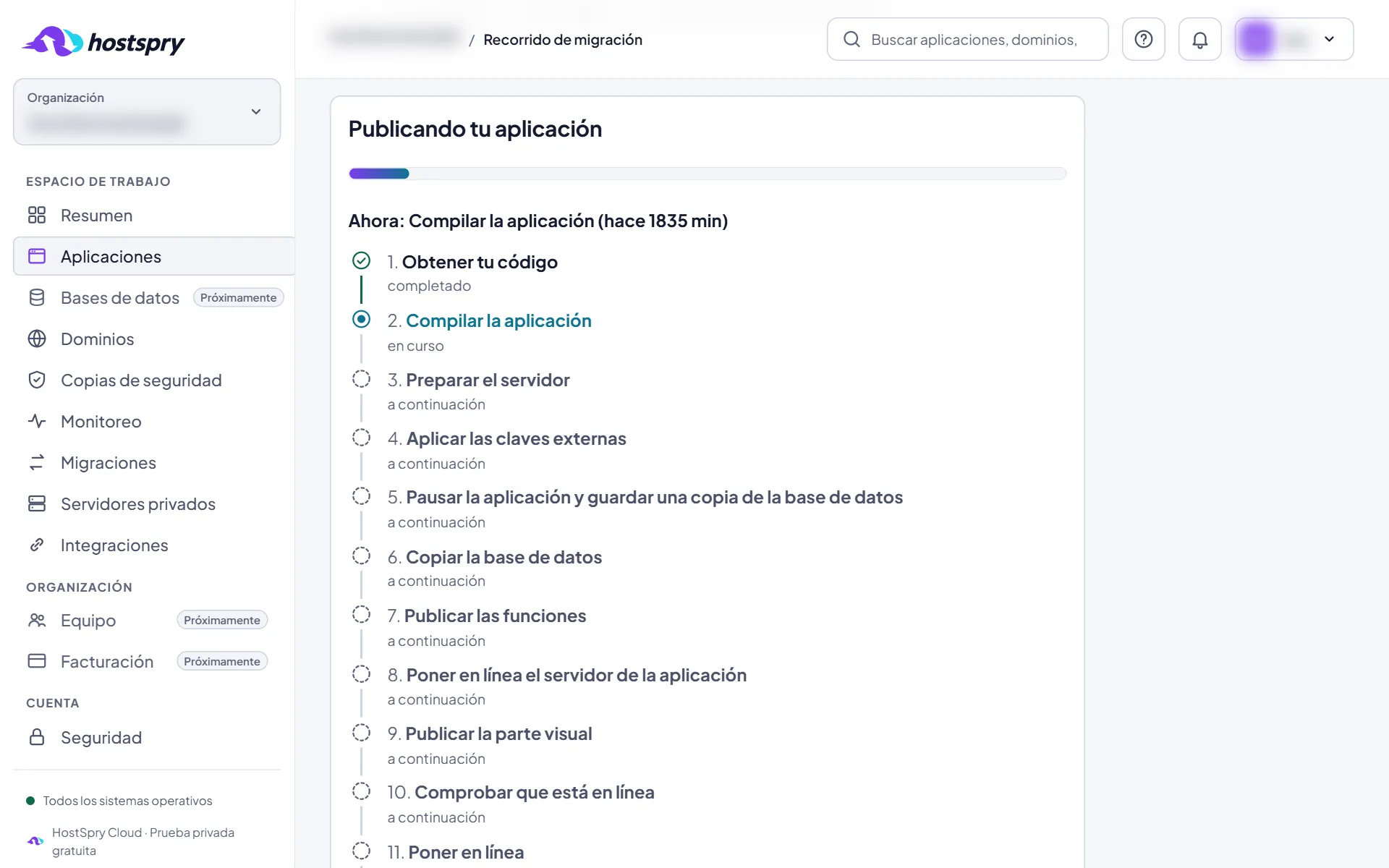 Captura de pantalla: Sigue el avance