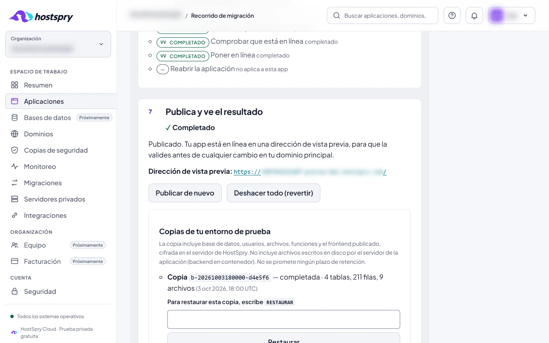 Captura de pantalla: La vista previa en línea