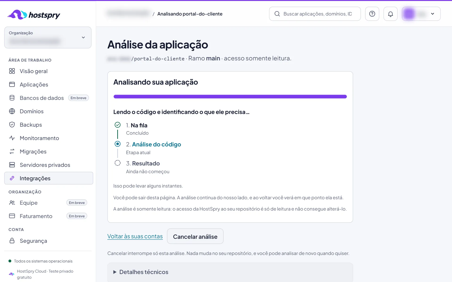 Captura da tela: A análise