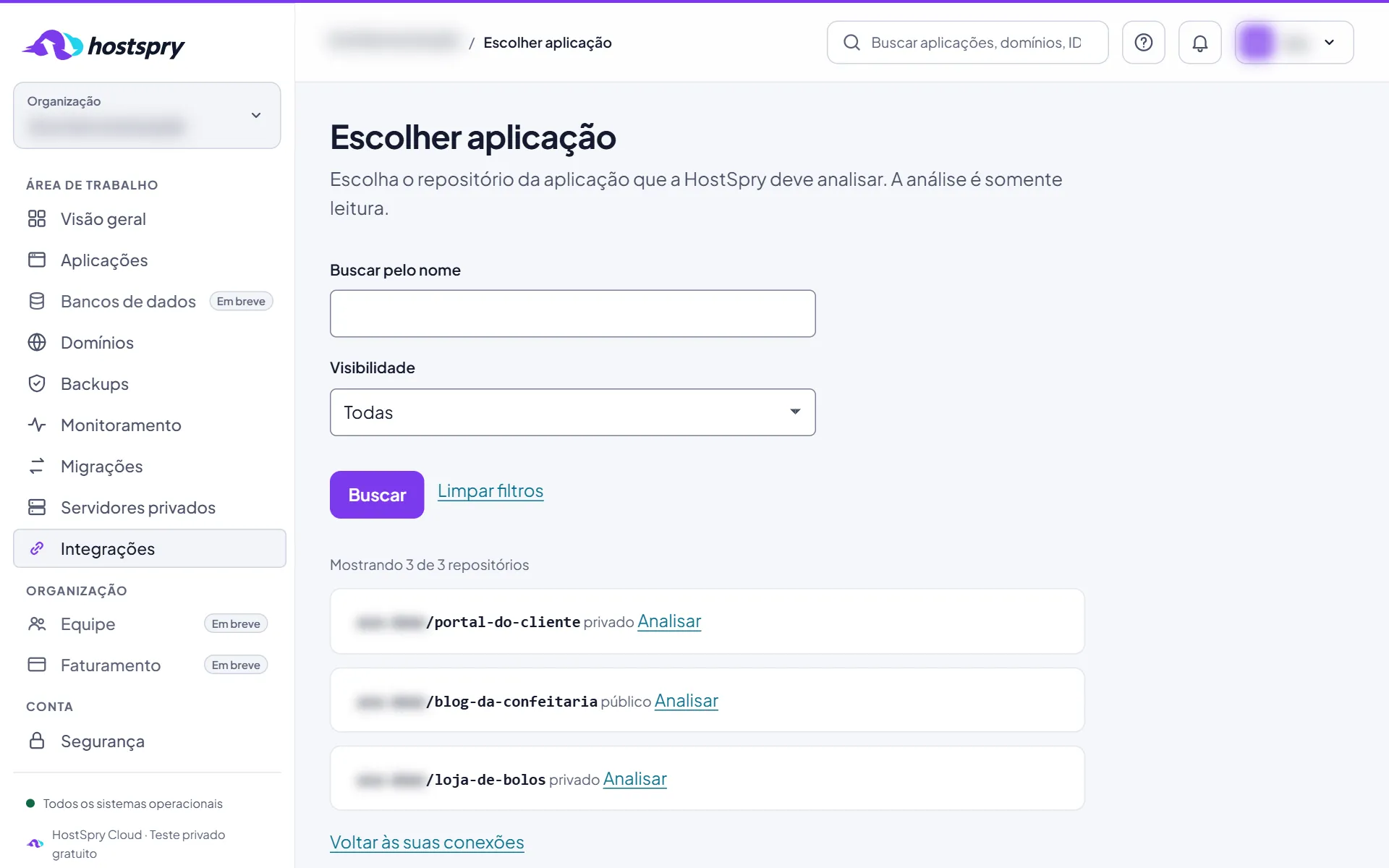 Captura da tela: Analise o repositório